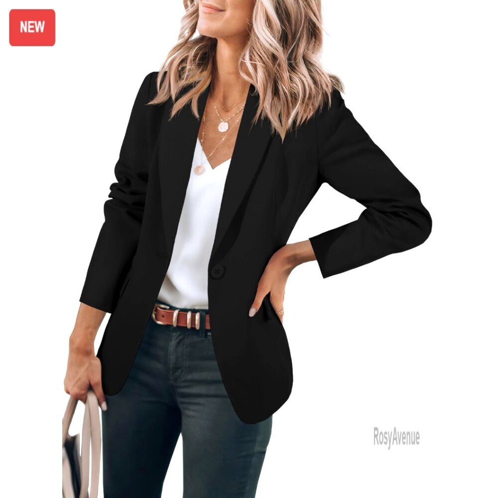 Slim Fit Long Sleeve Blazer Open Front Work Office Casual Jacket